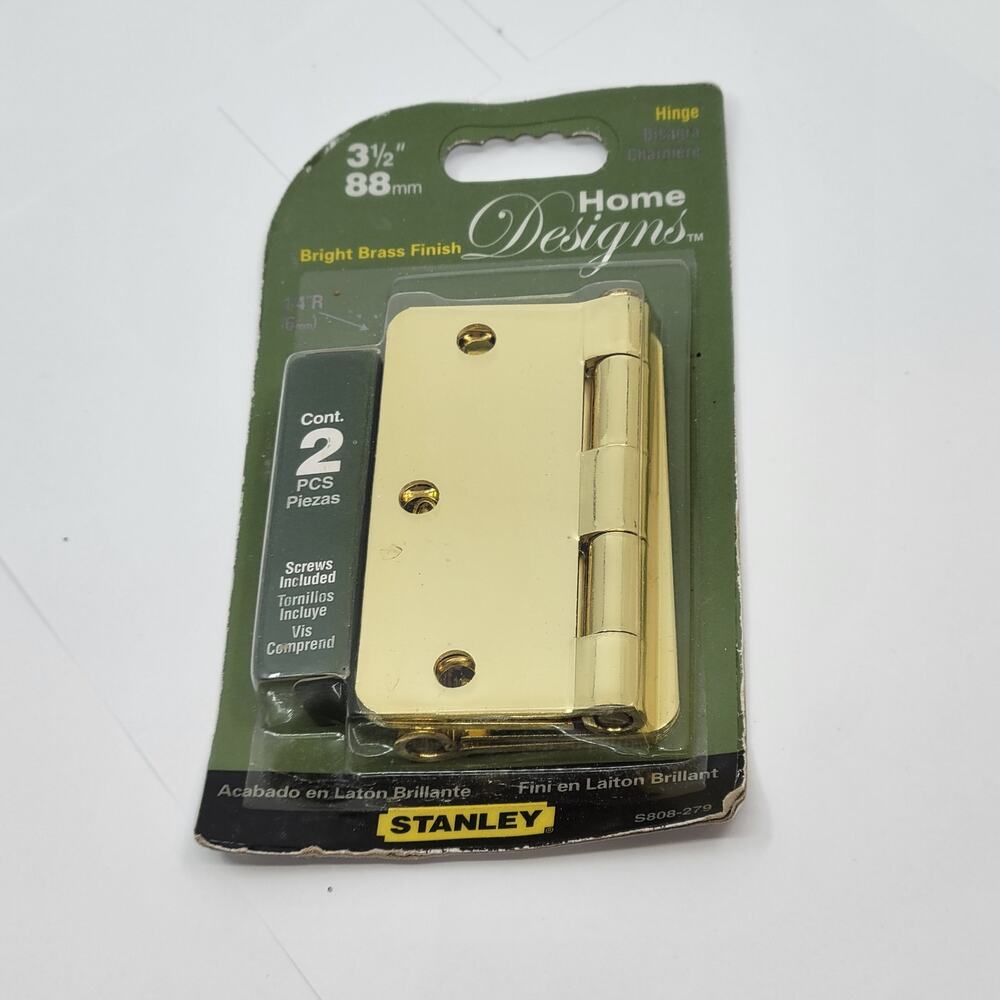 Stanley 3 1/2"  Bright Brass Finish  Door Hinge S808-279 New, sealed